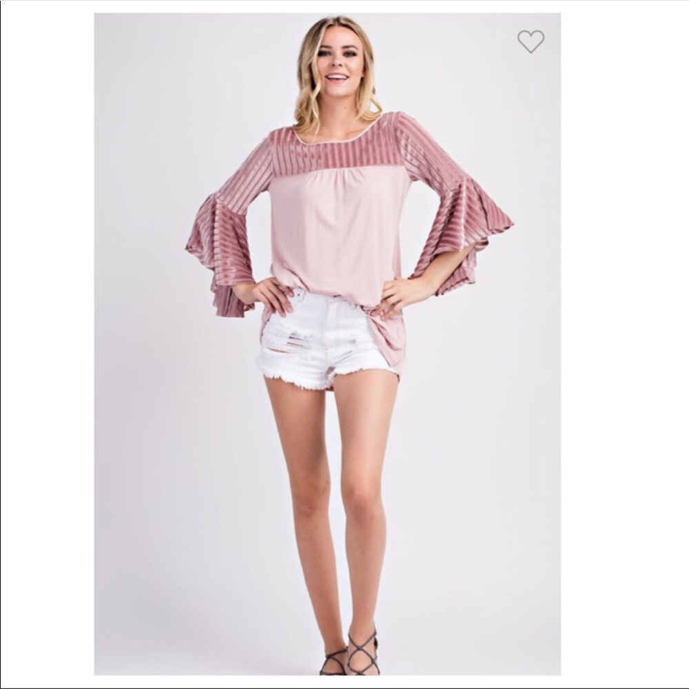💖Beautiful ShadowVelvet Bell Sleeve Top 1- L left - Picture 3 of 8